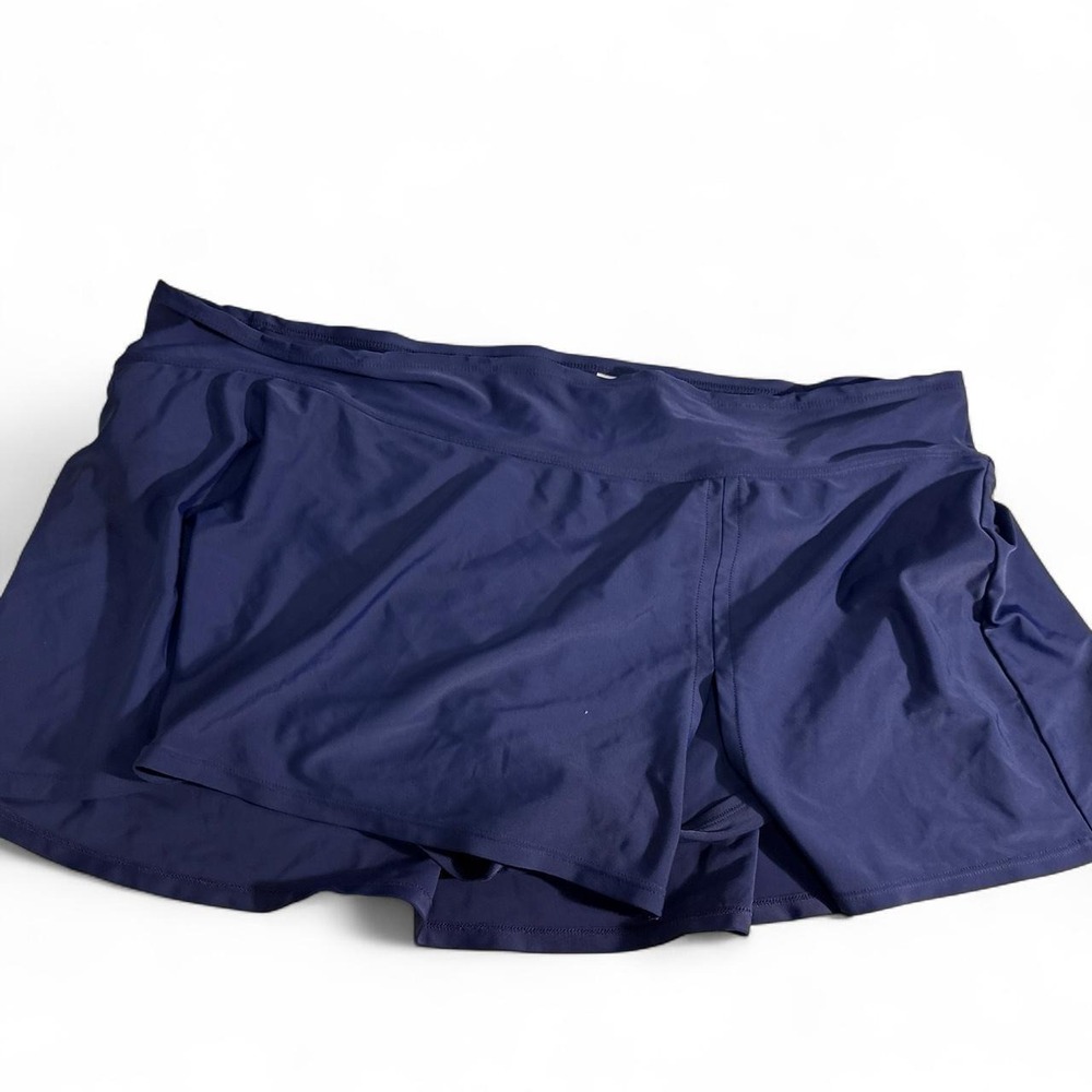 Kona Sol Womens Navy Blue Swim Skirt Plus Size 3X Built-in Brief Modest Swimwear